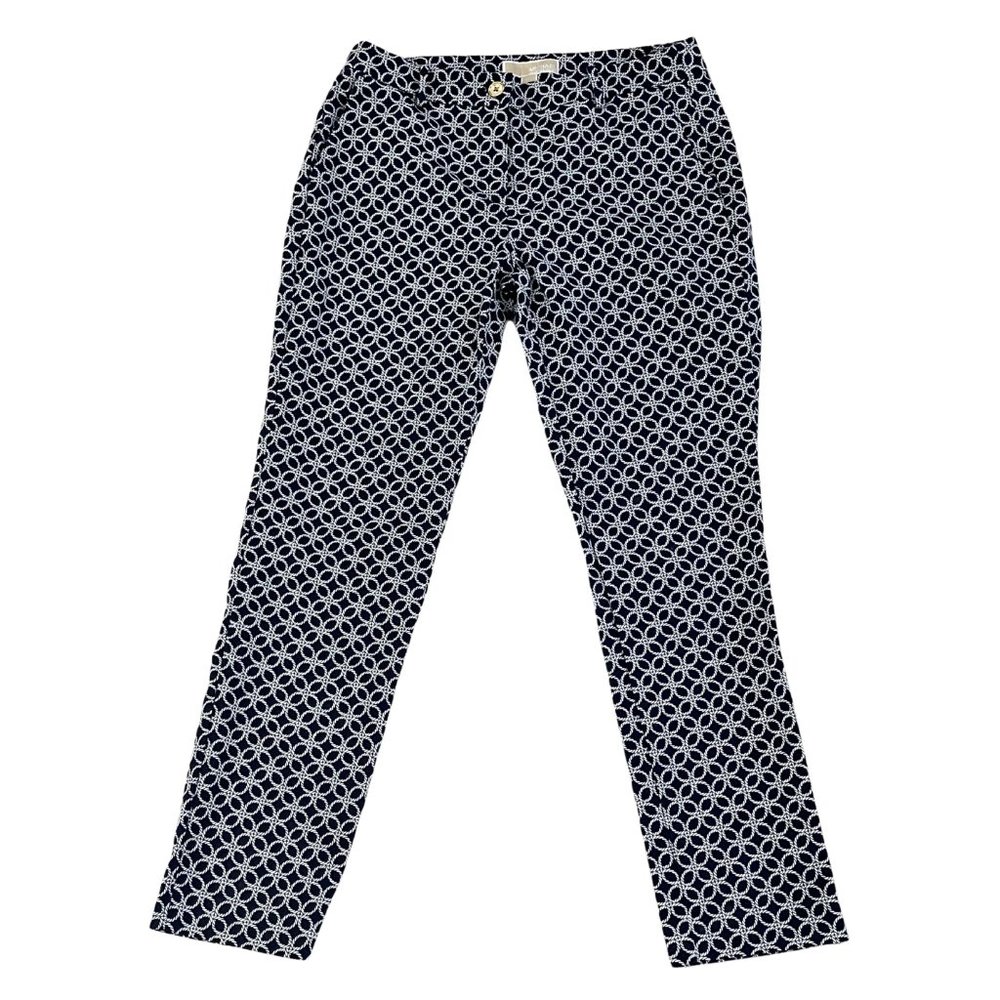 Michael Kors Miranda Navy With Rope Pants Stretch Ankle Cropped Pants Nautical 6